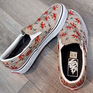 Floral checkered slip on Van's
